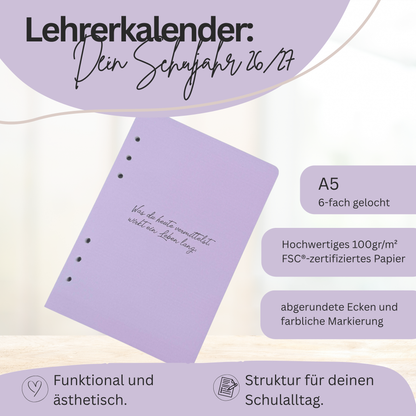 Lehrerkalender: Dein Schuljahr 26/27